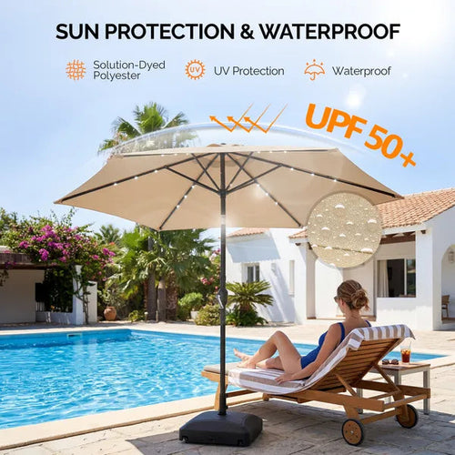Solar Patio Umbrella with LED Lights